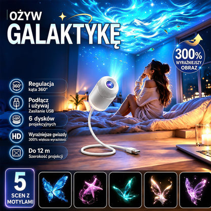 🌌 Comauo® Projektor Lampka Nocna - Inteligentny Holograficzny Projektor Gwiazd